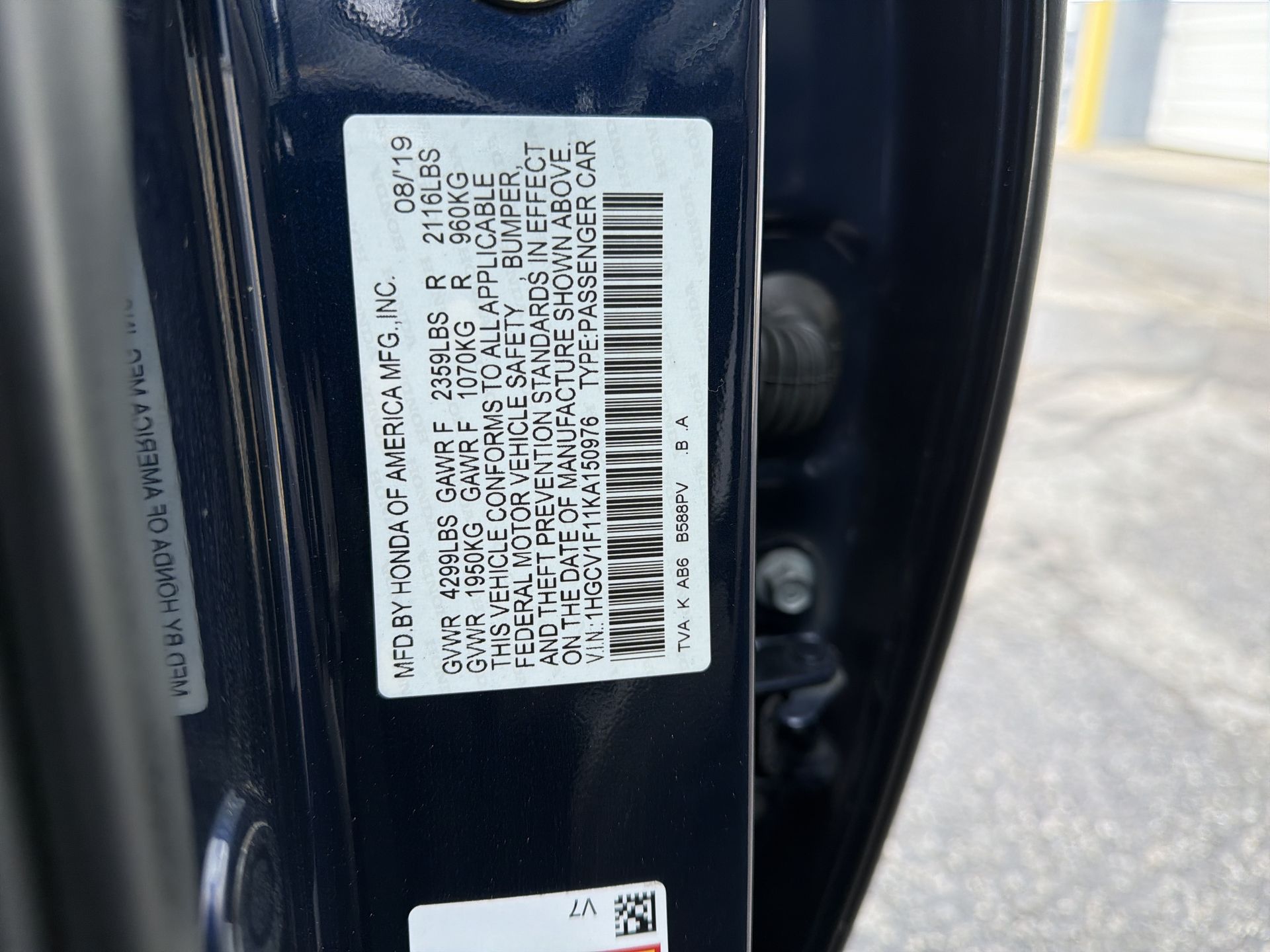 2019 Honda Accord Sedan LX 1.5T