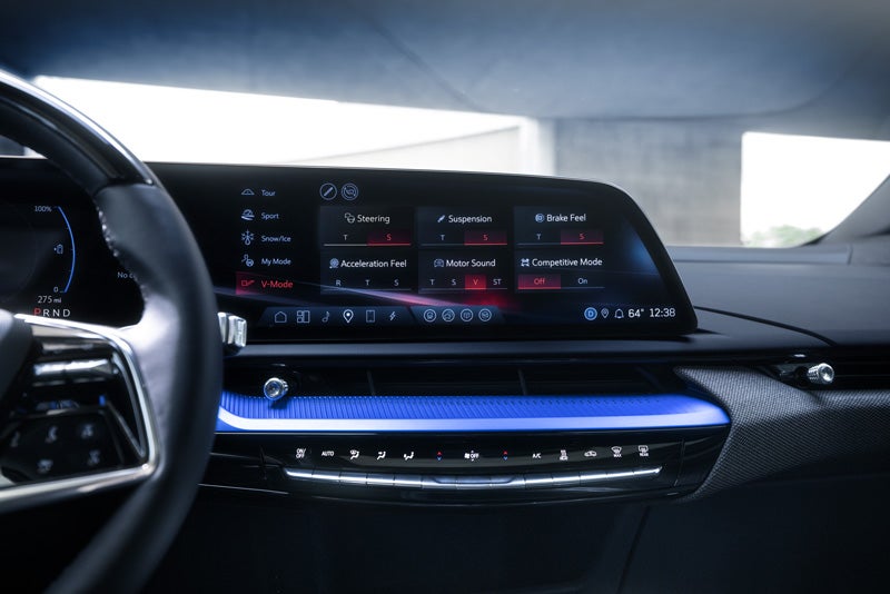 The 2026 OPTIQ-V Display Screen Displaying the V-Mode Settings | Ed Martin Cadillac in ANDERSON IN