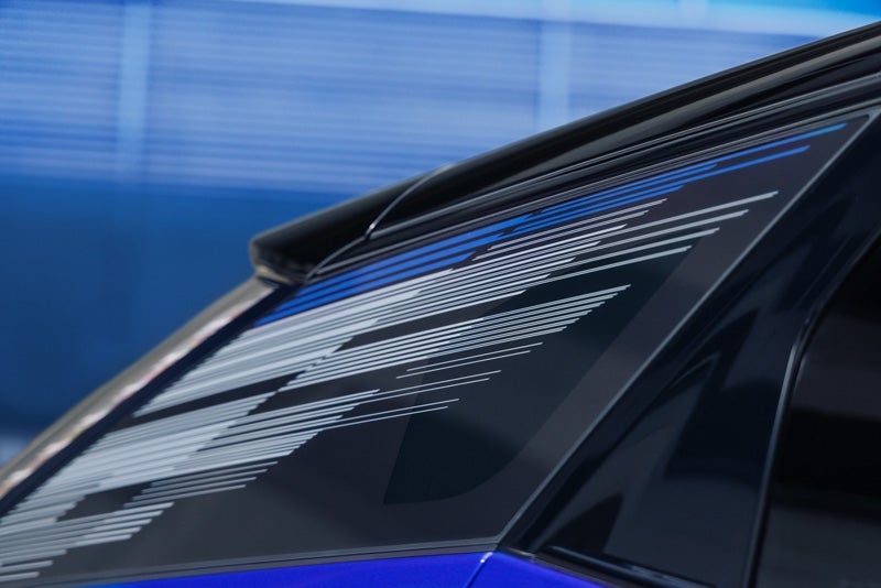 Close-up of the Modern Pattern on the 2026 OPTIQ-V Rear Quarter Glass | Ed Martin Cadillac in ANDERSON IN